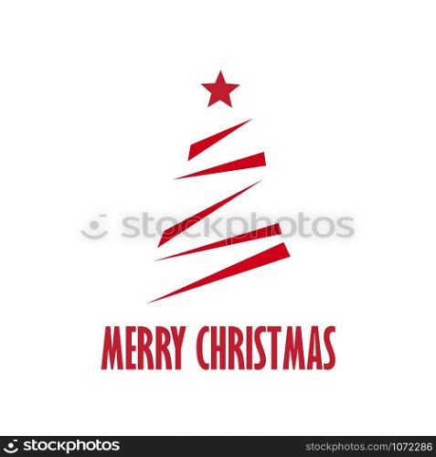 merry christmas tree in abstract shapes, on white background. vector card illustration