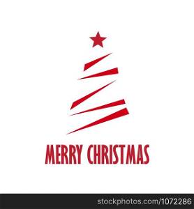 merry christmas tree in abstract shapes, on white background. vector card illustration