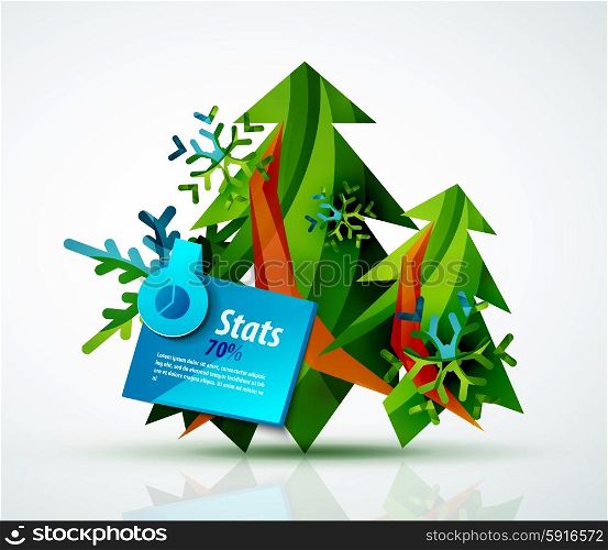 Merry Christmas tree with stickers. Merry Christmas tree with stickers. Holiday concept