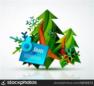 Merry Christmas tree with stickers. Merry Christmas tree with stickers. Holiday concept