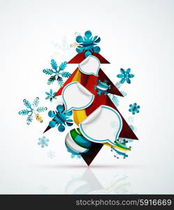 Merry Christmas tree with stickers. Merry Christmas tree with stickers. Holiday concept