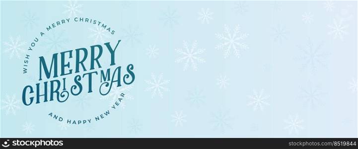 merry christmas typographic banner with snowflakes and text space