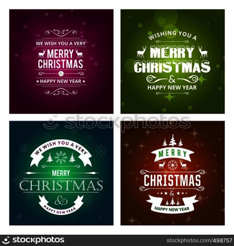 Merry Christmas typography set vector