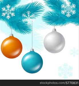 Merry Christmas vector background with glossy balls.. Merry Christmas vector background with glossy balls