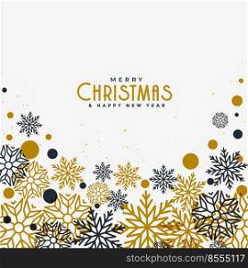 merry christmas white background with gold and black snowflakes