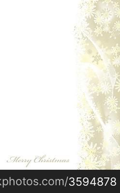 Merry christmas white background with gold snow flake border