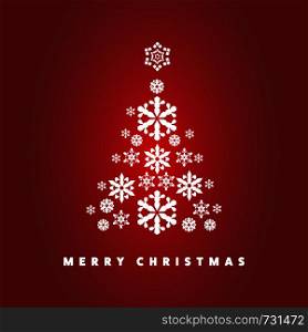 Merry Christmas white image with snowflake on red background. Merry Christmas vector