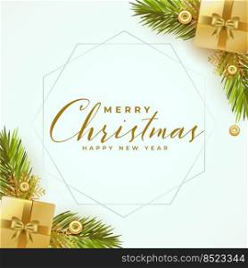 merry christmas white realistic greeting card design