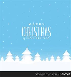 merry christmas winter landscape background with xmas tree