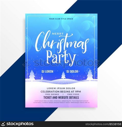 merry christmas winter scene party flyer template