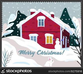 Merry christmas with winter Royalty Free Vector Image