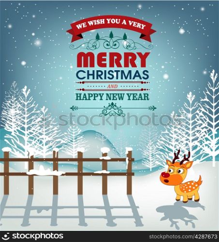 Merry christmas with Winter Scene