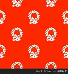 Merry Christmas wreath pattern repeat seamless in orange color for any design. Vector geometric illustration. Merry Christmas wreath pattern seamless