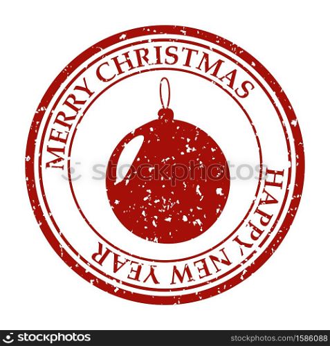 Merry Christmasand Happy New Year grunge dirty post stamp ball icon. Merry Christmasand Happy New Year grunge dirty post stamp ball icon isolated on white vector