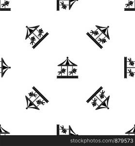 Merry go round horse ride pattern repeat seamless in black color for any design. Vector geometric illustration. Merry go round horse ride pattern seamless black