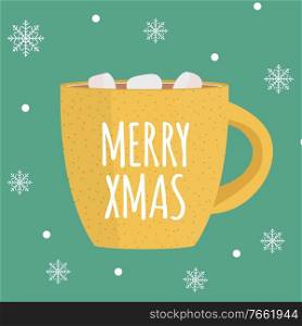 Merry Xmas background with Hot chocolate. Vector Illustration EPS10. Merry Xmas background with Hot chocolate. Vector Illustration
