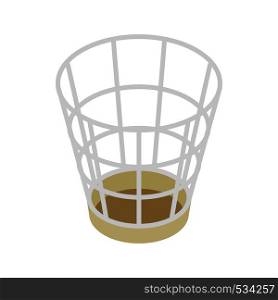 Mesh trash basket icon in isometric 3d style on a white background. Mesh trash basket icon, isometric 3d style