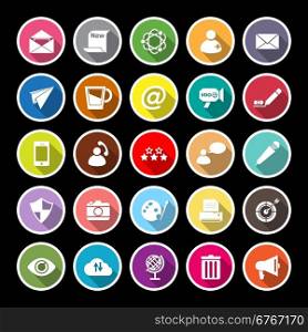 Message and email flat icons with long shadow, stock vector