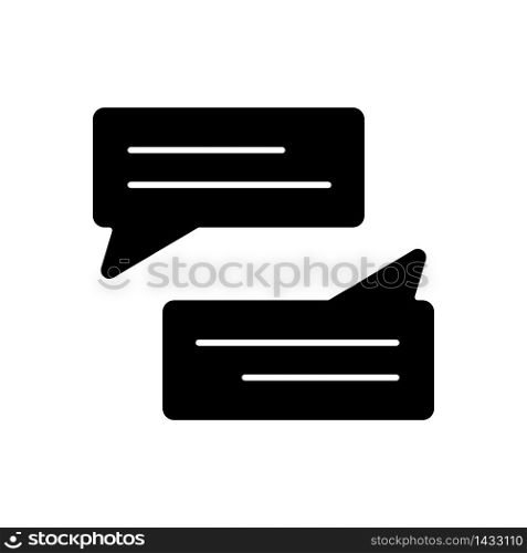 Message bubbles black glyph icon. Empty chat cloud. Online communication. Blank chat balloons. Comment box with copyspace. Silhouette symbol on white space. Vector isolated illustration. Message bubbles black glyph icon