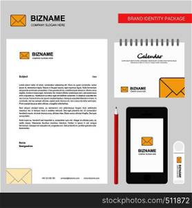 Message Business Letterhead, Calendar 2019 and Mobile app design vector template