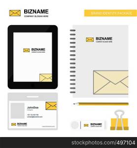 Message Business Logo, Tab App, Diary PVC Employee Card and USB Brand Stationary Package Design Vector Template