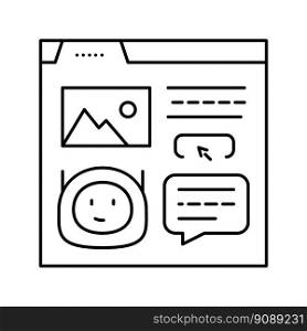 message chat bot line icon vector. message chat bot sign. isolated contour symbol black illustration. message chat bot line icon vector illustration