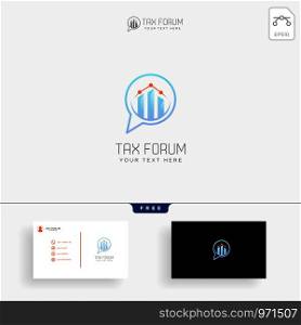 message, chat, forum accounting financial logo template, icon elements vector illustration with business card. message, chat, forum accounting financial logo template