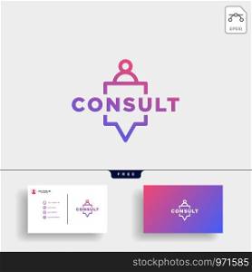 Message Communication, consulting logo template with business card vector illustration, icon elements isolated. Message Communication, consulting logo template with business card