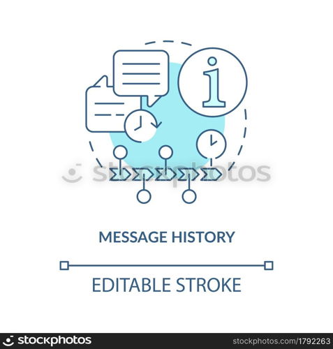 Message history blue concept icon. Chat information online records. Digital data for messaging software abstract idea thin line illustration. Vector isolated outline color drawing. Editable stroke. Message history blue concept icon
