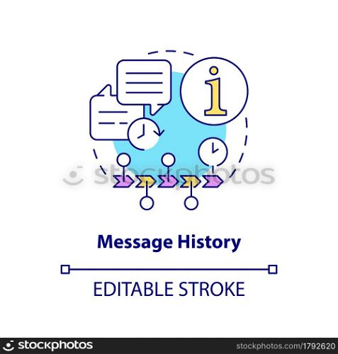 Message history concept icon. Chat information online records. Digital data for messaging software abstract idea thin line illustration. Vector isolated outline color drawing. Editable stroke. Message history concept icon