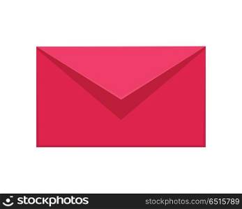 Message Icon. Red or Pink Communication Letter SMS. Message icon isolated on white. Red or pink communication letter sms, email and web envelope, send and internet mobile button, interface for application apps. Vector illustration in flat style design