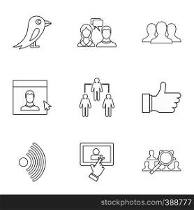 Message icons set. Outline illustration of 9 message vector icons for web. Message icons set, outline style