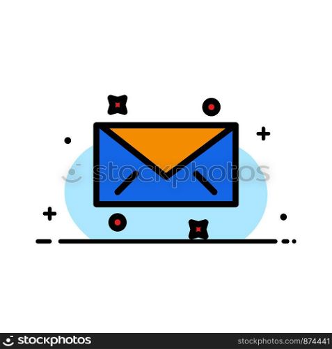 Message, Mail, Email Business Flat Line Filled Icon Vector Banner Template