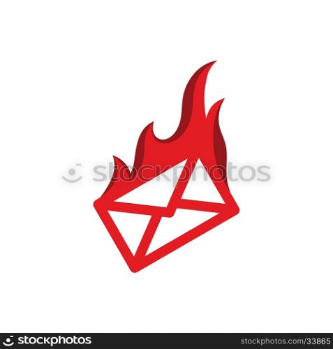 message mail on fire burning red flame hot logo logotype