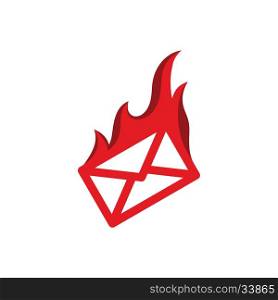 message mail on fire burning red flame hot logo logotype
