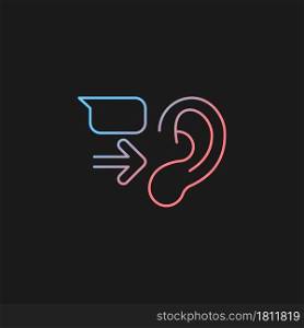 Message receiver gradient vector icon for dark theme. Communication process. Transmitting words. Empathy skills. Thin line color symbol. Modern style pictogram. Vector isolated outline drawing. Message receiver gradient vector icon for dark theme