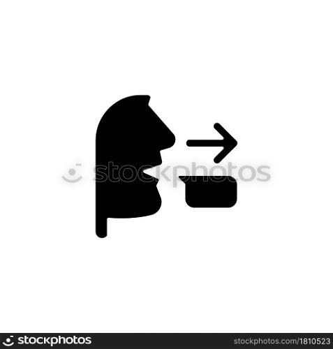 Message sender black glyph icon. Communication process initiator. Transferring message to receiver. Information transmission. Silhouette symbol on white space. Vector isolated illustration. Message sender black glyph icon