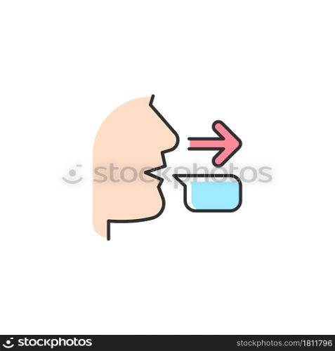 Message sender RGB color icon. Communication process initiator. Transferring message to receiver. Information transmission. Exchanging ideas. Isolated vector illustration. Simple filled line drawing. Message sender RGB color icon