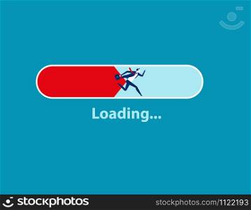 Message showing a loading bar and man running. Concept business vector illustration.