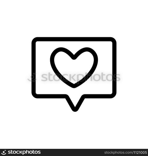 message with heart icon vector. A thin line sign. Isolated contour symbol illustration. message with heart icon vector. Isolated contour symbol illustration
