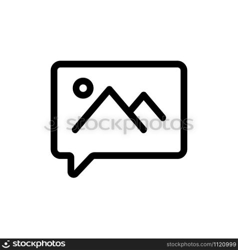 message with the image of the vector icon. A thin line sign. Isolated contour symbol illustration. message with the image of the vector icon. Isolated contour symbol illustration