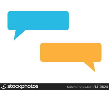 Messages mockup in blue and orange colors. Bubble chat template of conversation. Sms interface on phone. Isolated baloon blank design. Template for text answer and talk in chat. Vector EPS 10.
