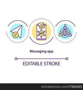 Messaging app concept icon. Smartphone application for communication. Messenger software abstract idea thin line illustration. Vector isolated outline color drawing. Editable stroke. Messaging app concept icon