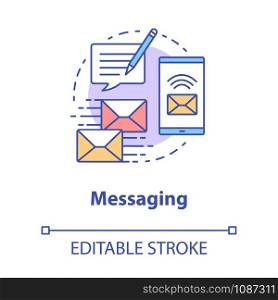 Messaging concept icon. Mailing idea thin line illustration. Online communication with instant text messages. Internet chatting through app. Vector isolated outline drawing. Editable stroke