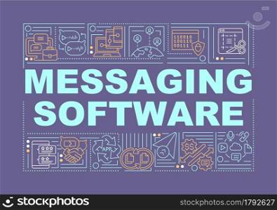 Messeger word concepts banner. Online communication service. Infographics with linear icons on violet background. Isolated creative typography. Vector outline color illustration with text. Messeger word concepts banner