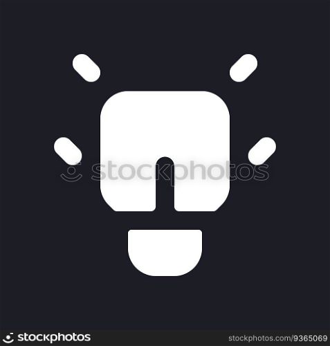 Messenger features dark mode glyph ui icon. Idea and solution. User interface design. White silhouette symbol on black space. Solid pictogram for web, mobile. Vector isolated illustration. Messenger features dark mode glyph ui icon