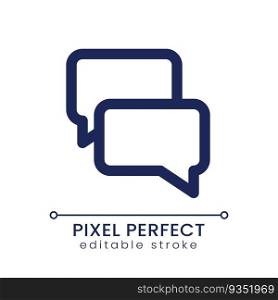 Messenger pixel perfect linear ui icon. Share information. Send file. Chat bubbles. Social media. GUI, UX design. Outline isolated user interface element for app and web. Editable stroke. Messenger pixel perfect linear ui icon