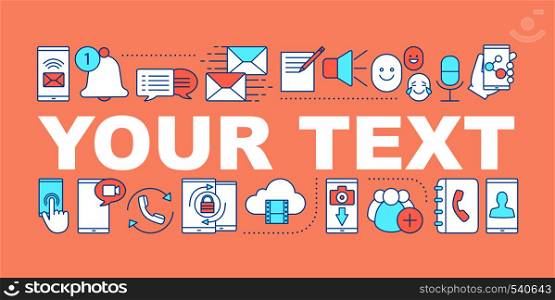 Messenger word concepts banner. Mailing, chatting. Online communication app. Isolated lettering typography idea with linear icons. Call management. Vector outline illustration. Messenger word concepts banner