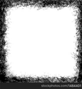 Messy black grunge frame isolated on white. Messy black grunge frame on white