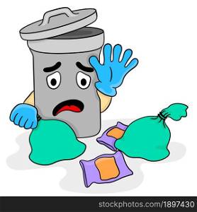 messy dumpster cartoon mascot